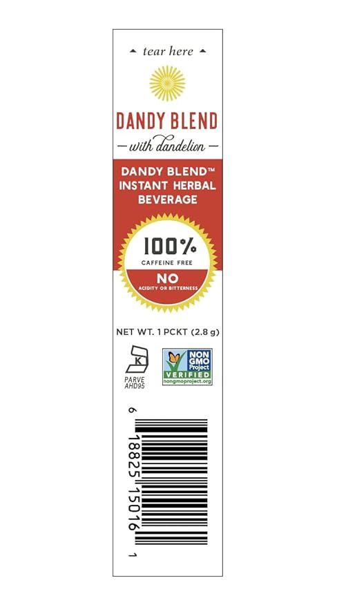 25 Individual Servings of Original Dandy Blend Instant Herbal Beverage with Dandelion, 2.5 oz Box