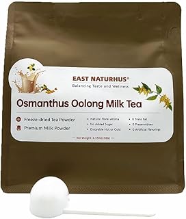 EAST NATURHUS Osmanthus Oolong Milk Tea Powder – 100% Natural Freeze-Dried Instant Tea, Perfect for Hot & Iced Drinks, Desserts & DIY Lattes (0.55lb(250g))