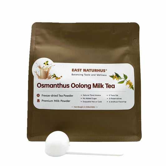 EAST NATURHUS Osmanthus Oolong Milk Tea Powder, Instant Tea, 0.55 lb | 100% Natural Freeze-Dried Instant Tea 3-flavor milk tea powder. Perfect for Hot &amp; Iced Drinks, Desserts &amp; DIY Lattes
