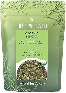 Organic Sencha Loose Leaf Green Tea - 2 oz Bag (Approx. 30 Servings) | Full Leaf Tea Co.