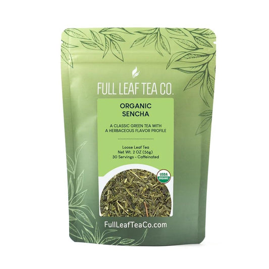 Organic Sencha Loose Leaf Green Tea - 2 oz Bag (Approx. 30 Servings), Full Leaf Tea Co.