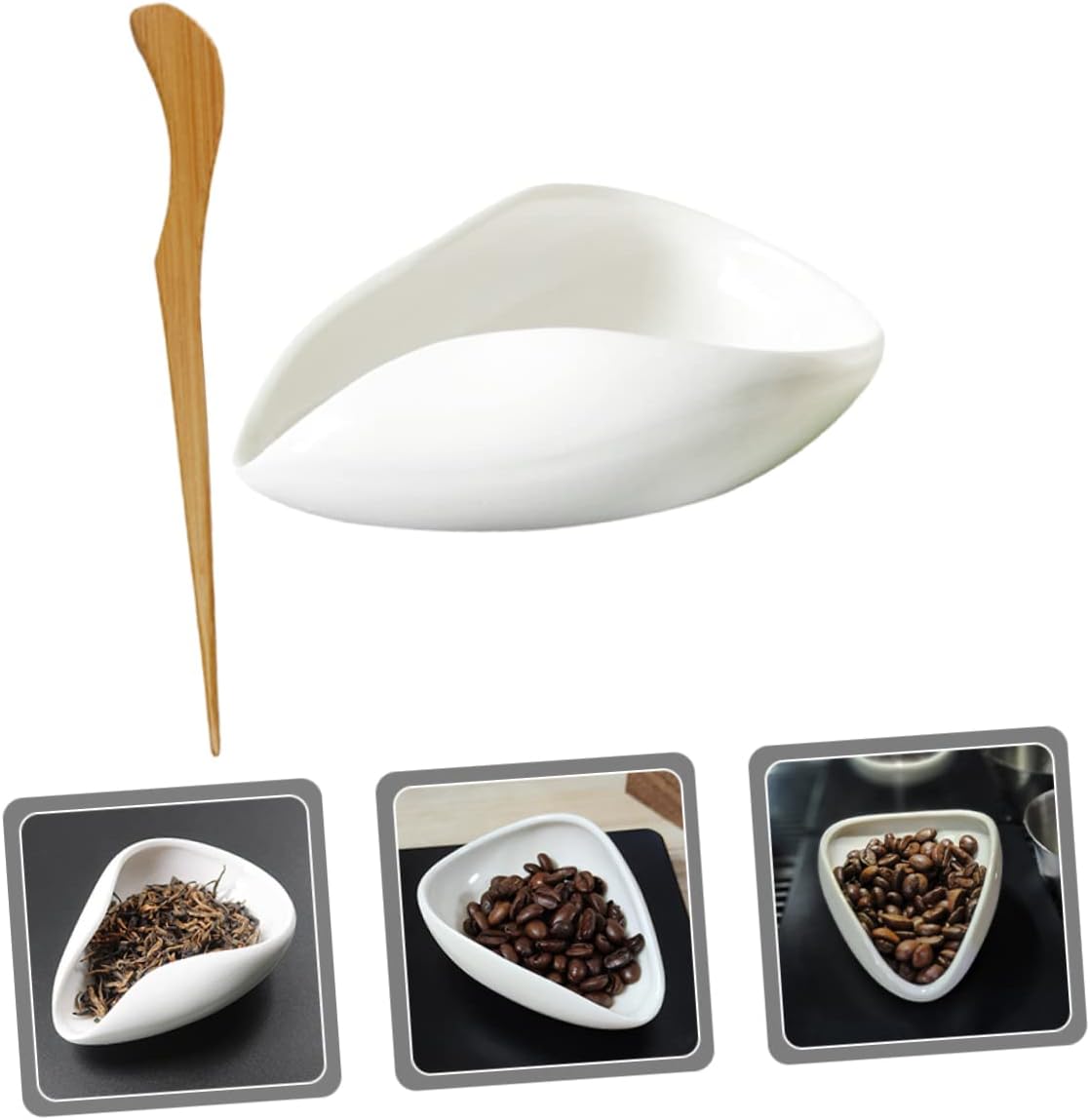 Ceramic Tea Leaf Holder Plate Porcelain Cha Tray for Loose Leaf Storage and Display Scoop Accessory with Needle for Home Office Teahouse Restaurant 3.93 X 2.95 X 1.18 in