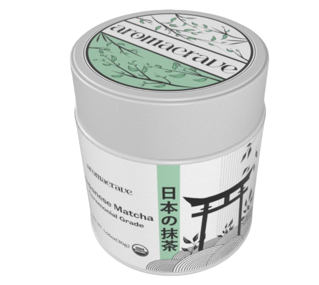 AROMACRAVE Japanese Matcha Green Tea Powder – Ceremonial Grade – Premium Finely Ground Green Tea – Smooth Flavor for Traditional Tea, Lattes & Baking – 1.05 oz (30g)