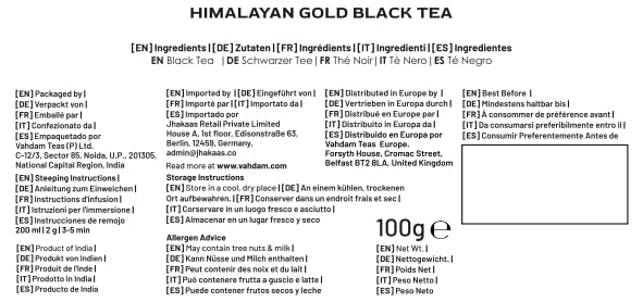 VAHDAM, Himalayan Gold Black Tea (50 Cups/3.53oz) Pure Black Tea Leaves With GOLDEN TIPS | Robust, Rich & Flavory Loose Tea | Unblended Single Origin Black Loose Leaf Tea | Vacuum Sealed Pack