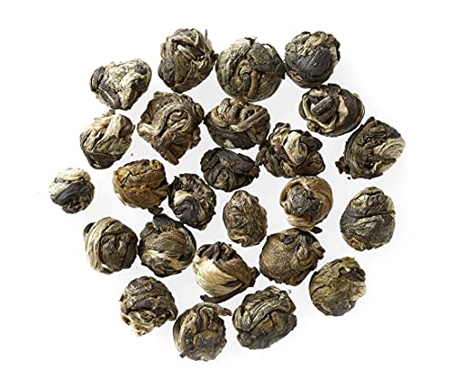 Golden Moon Tea Organic Jasmine Pearls Green Tea - Loose Leaf Dragon Pearls, Premium Grade, Non GMO - Travel Tin (48 Servings)