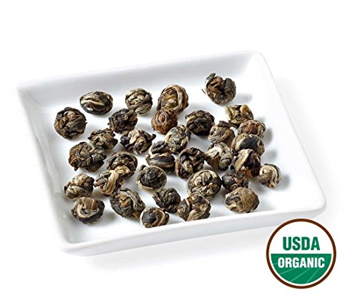 Golden Moon Tea Organic Jasmine Pearls Green Tea - Loose Leaf Dragon Pearls, Premium Grade, Non GMO - Travel Tin (48 Servings)