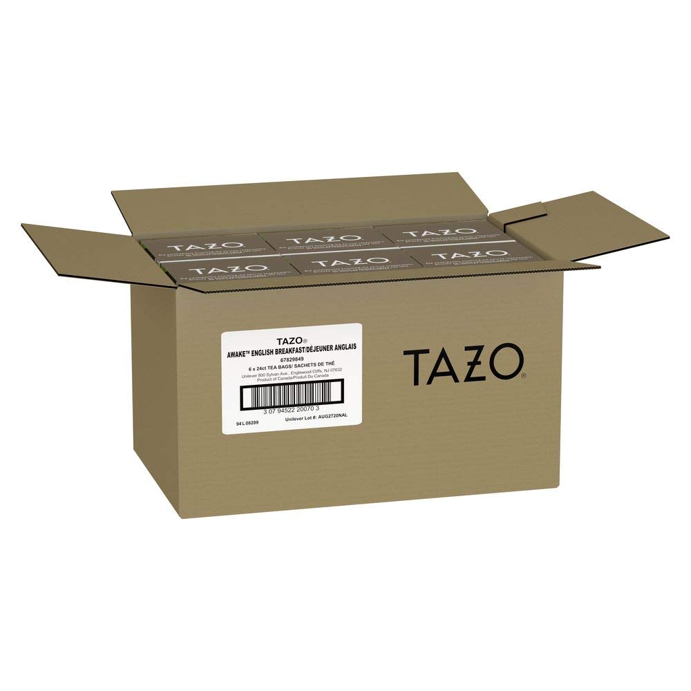TAZO Awake English Breakfast Enveloped Hot Tea Bags Non GMO, 24 count, Pack of 6