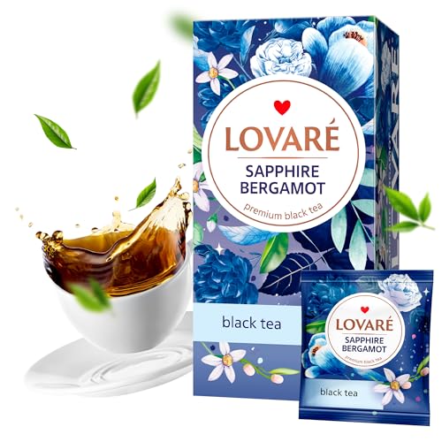 Individually Wrapped Tea Bags By Lovare Made in Ukraine - Black and Green, Floral, Passion Fruit, Huchlebbery Herbal Set with Flowers - Gift Box For Blooming Tea Lovers Men & Women - 48 g (24 tea bags x 2 g each) (Love Blossom)