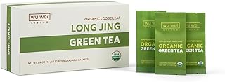 Wu Wei Living Organic Long Jing Green Tea, Loose Leaf, USDA Certified (32-Pack, 32, Count)