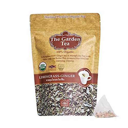 Suwirun Organic Lemongrass Tea 25 Bags – Product of Thailand – Citrusy & Refreshing Herbal Tea, Caffeine-Free, No Calories, Soothes Throat & Aids Digestion, Enjoy Hot or Cold