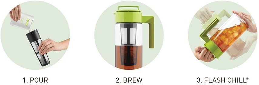 Takeya Flash Chill Iced Tea Maker - Versatile Tea Brewer for Loose/Bagged Tea - Patented Flash Chill Tech Hot/Cold Use BPA-Free Tritan Dishwasher Safe - Airtight Lid Made in USA - 2 Quart/Blueberry