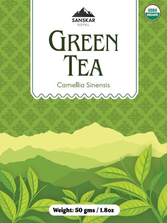 Sanskar Nepal - Green Tea, Superior Single-Origin Green Tea Leaves from Nepal, High-Altitude-Grown Loose Leaf Tea, 50 g/1.7 oz Bag Yields 25 Cups