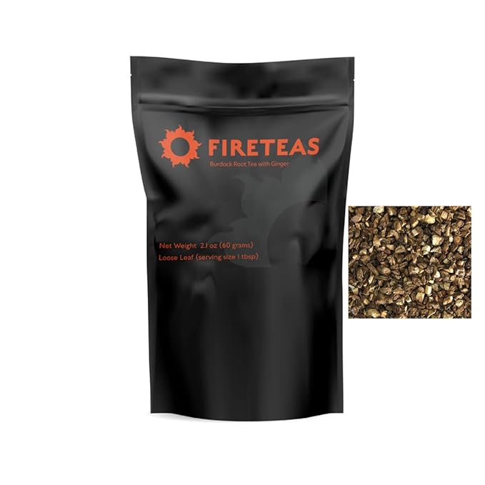 Fire Teas Burdock Root Ginger Tea - Loose Leaf Tea - Anti Oxidant Rich - Digestive Health Benefits