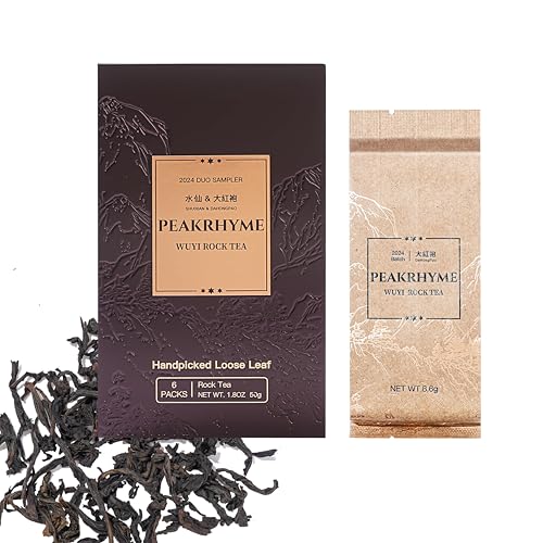 PeakRhyme Handpicked Tea Gift Box, Oolong Tea, Loose Leaves, Wuyi Rock Tea, 2023 Batch ShuiXian, 5.2OZ (150g), 18 Packs