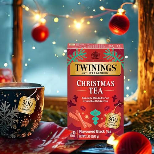 Twinings Holiday Sweet & Spicy Tea Variety 2-Pack – Caffeinated Tea and Caffeine-Free Winter Spice Herbal, Christmas Gift, 20 Tea Bags Ea