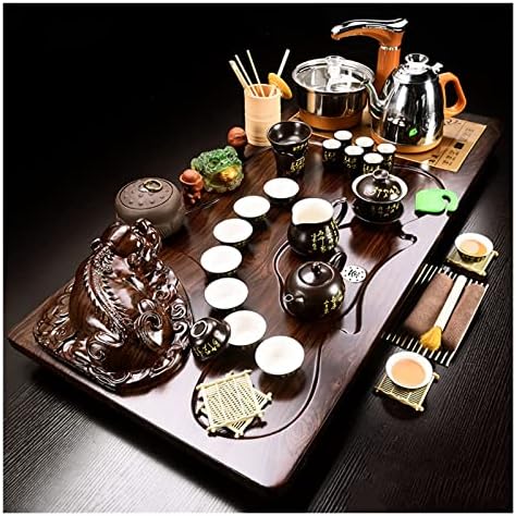Kung Fu Tea Tray with Water Storage Drainage for Chinese Tea Ceremony, Serving Table Set, Wood Tea Tray for Gongfu Tea Set