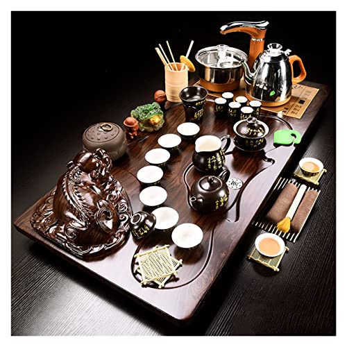 Kung Fu Tea Tray with Water Storage Drainage for Chinese Tea Ceremony, Serving Table Set, Wood Tea Tray for Gongfu Tea Set