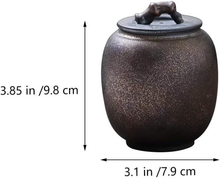 STOBAZA Retro Storage Jar Tea Storage Container with Lid Ceramic Food Canister for Loose Tea Coffee Beans Snacks Herbs Kitchen Organization 3.85 X 3.11 X 3.11 in