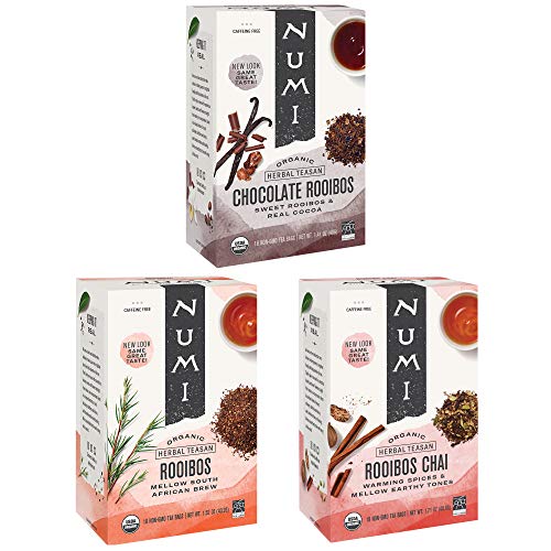 Numi Organic Rooibos Tea, 18 Herbal Tea Bags, Microplastic Free, Packed with Antioxidants, Great for Evening Relaxation
