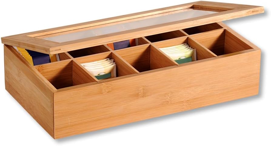 Kesper 5890113 Tea Box 36 x 20 x 9 cm, Bamboo, Brown