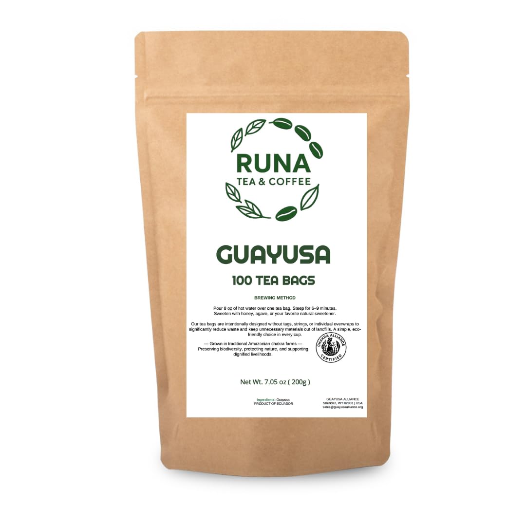 Guayusa Tea -1 Pound (16oz) By Runa Tea & Coffee | Organic Loose Leaf Tea | Traditional Guayusa Loose Leaf | 66mg Caffeine + Antioxidants & L-Theanine | Yerba Mate & Coffee Alternative
