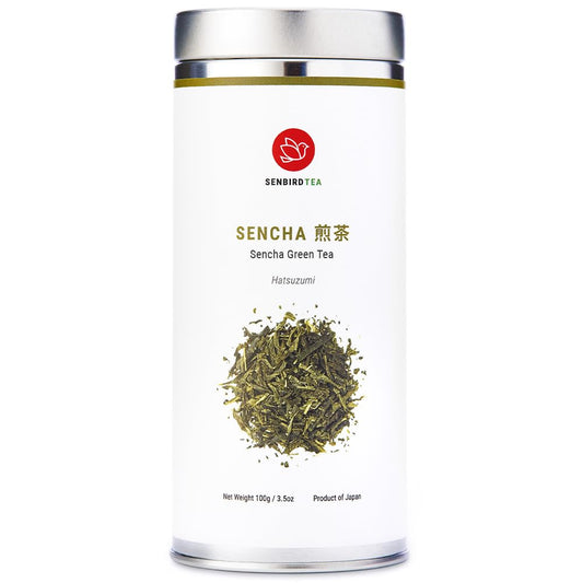 Senbird Premium Sencha - Japanese Green Tea - From Shizuoka, Japan - Loose Leaf Tea In Airtight Tea Tin (3.5oz/100g)