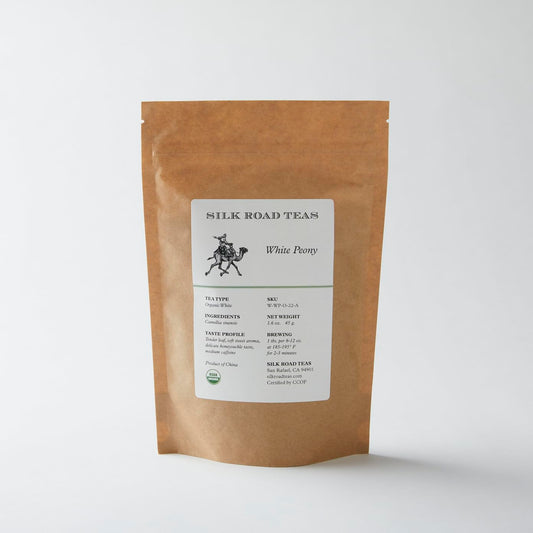Silk Road Teas, Organic Loose Leaf White Tea, White Peony, Artisan & Fair Trade, Flavors of Melon & Honey, 1.6 ounces