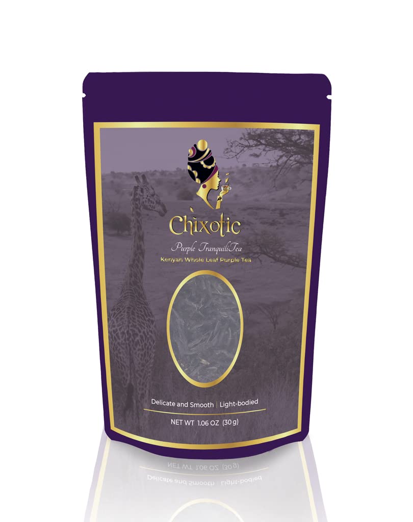 Chixotic Kenyan Purple Tea, Rare Whole Leaf Loose Leaf, Low Caffeine, Antioxidant-Rich, Smooth Flavor, 30g