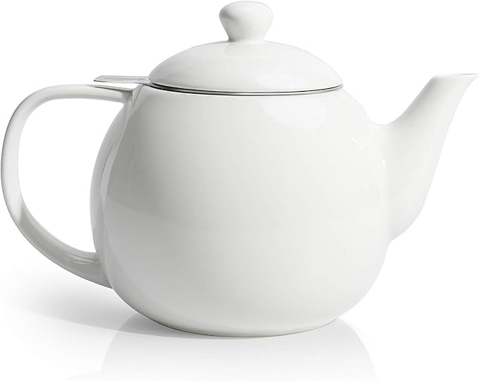 Sweese Teapots for Tea, 27 oz Porcelain Tea pot with Removable Stainless Steel Infuser, Tea Pots for