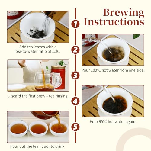 CHADUO Puerh Tea Loose Leaf Aged 5 Years Premium Yunnan Pu erh Ripe Puer Tea 7.05oz/200g Royal-Grade Aged Aroma & Jujube Fragrance 普洱茶 普洱散茶 宫廷普洱茶 云南勐海