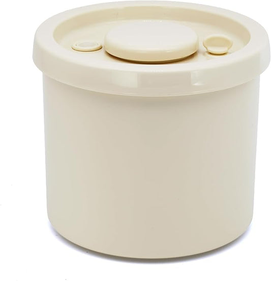 0.9L Vacuum Sealed Food Storage Container with Lid, Small Airtight Canister for Coffee, Tea, Snacks, Sugar, Flour, Dry Food, Compact Plastic Vacuum Bucket for Kitchen (Beige)