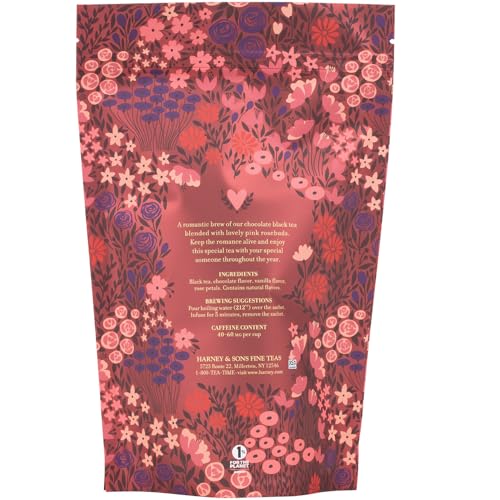 Harney & Sons Love Always Tea | 25 Sachets of Caffeinated Black Tea with Chocolate Flavor and Rosebuds, for your Valentine