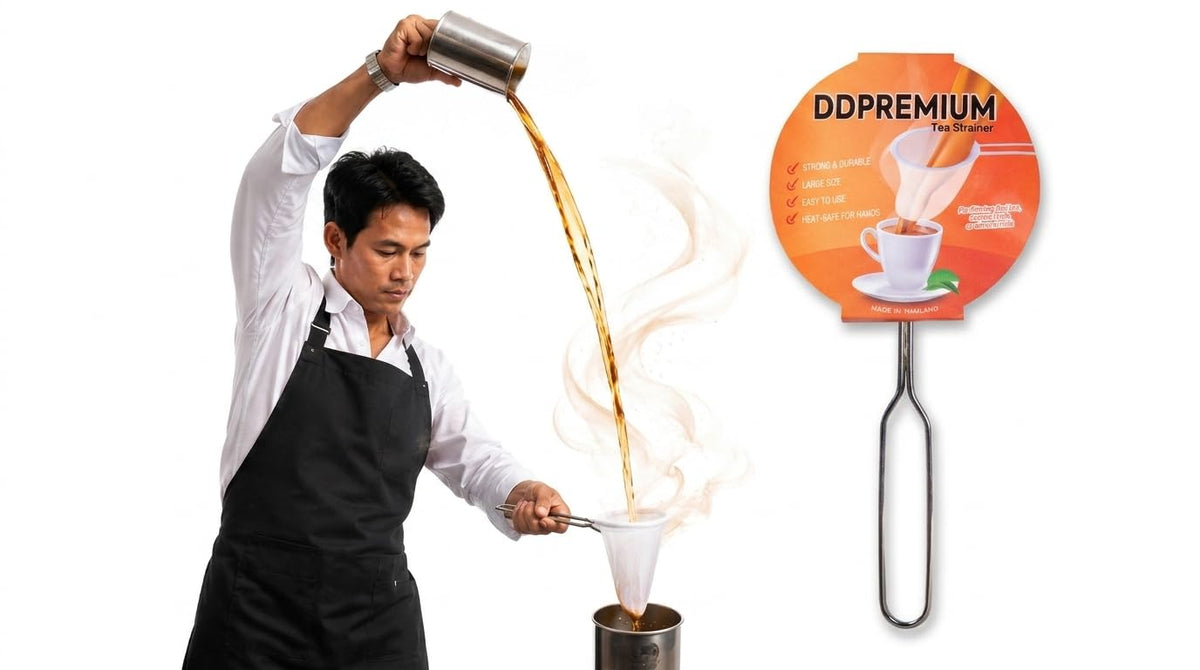 DDPREMIUM Traditional Stainless Steel Reusable Mesh Filter for Thai Tea Filter, Coffee & Loose Leaf Drinks, Thai Tea Strainer
