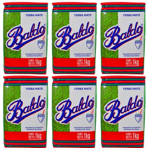 Baldo Yerba Mate Tea Traditional From Uruguay, 6 x 1 kg / 2.2 lbs each bag