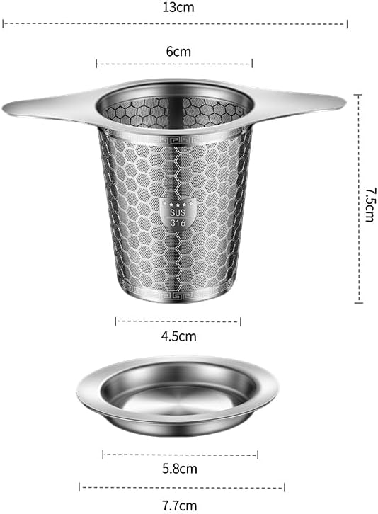 Premium Stainless Steel Loose Leaf Tea Infuser, SUS 316 Grade, Hexagonal Mesh Pattern with Wide Rim, Loose Leaf Steeper Strainer(2 Pcs)