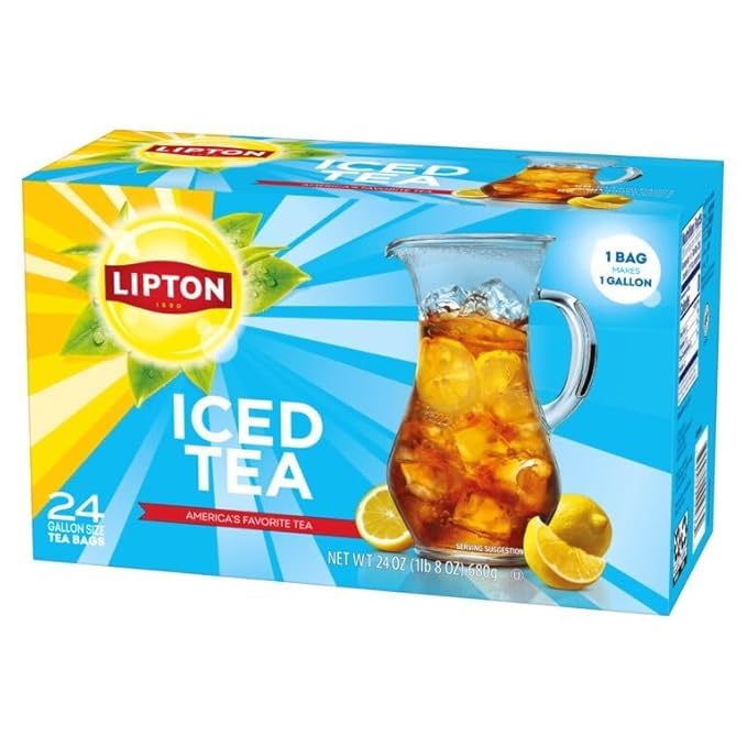 Lipton Unsweetened Iced Tea Bags, Gallon-Sized Zero Calories, 48 Total Tea Bags (24ct - Pack of 2)