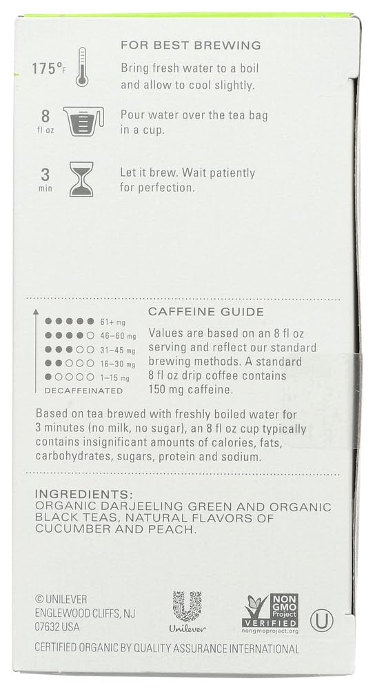 TAZO Tea Bag Organic Peachy Green Tea, 20 CT (Pack of 2)