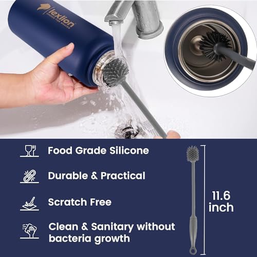 Lexlion Tea Infuser Water Bottle 32 Oz – Triple Wall Insulated Stainless Steel, Loose Leaf & Fruit Strainer, 3 Leakproof Lids, BPA-Free Silicone Sleeve, Reusable Thermal Mug