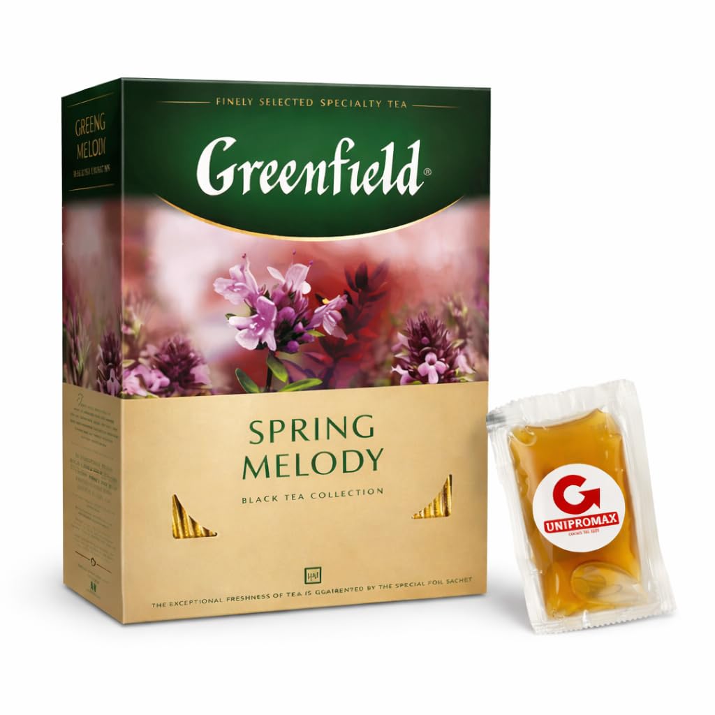Spring Melody Greenfield Tea, 100 Tea Bags + 1 packet of Unipromax honey bundle