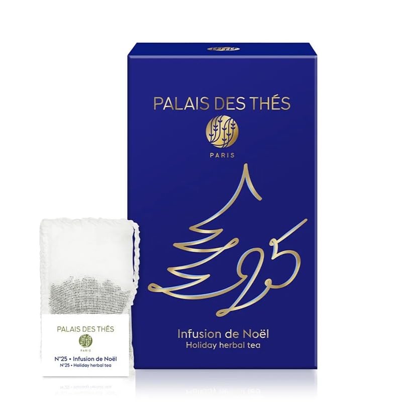 Palais des Thés - Holiday Black Tea N°25 with citrus & spices - Premium Gourmet Organic Black Tea with - 20 Count Cotton Tea Bags Box - Serves 20 cups