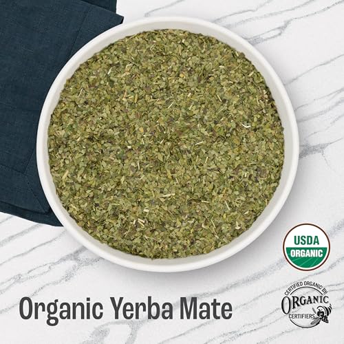 J Mac Botanicals Organic Yerba Mate Loose Leaf Tea, Unsmoked Natural Energy Herbal Tea, High Caffeine Coffee Alternative, Pure Leaf from Brazil, 1 lb
