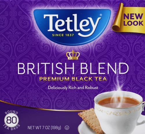 Tetley, British Blend Black Tea, 80 Count, Hot or Iced, Rich &amp; Robust Black Tea
