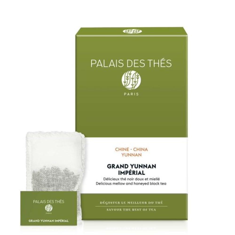 Palais des Thés Green Tea - Organic Grand Yunnan Imperial Blend - Premium Chinese Green Tea Bags, Serves 20 Cups