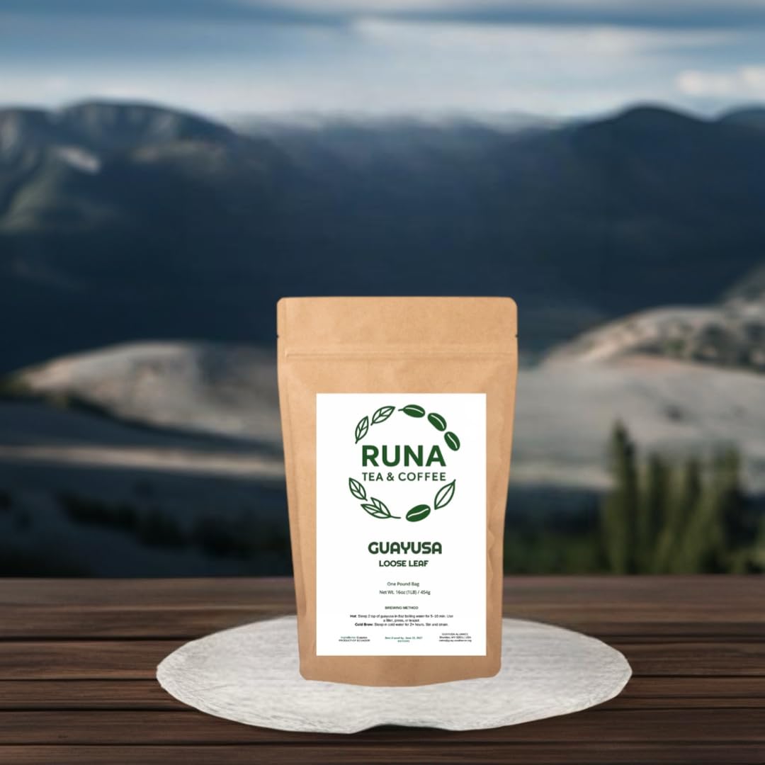 Guayusa Tea -1 Pound (16oz) By Runa Tea & Coffee | Organic Loose Leaf Tea | Traditional Guayusa Loose Leaf | 66mg Caffeine + Antioxidants & L-Theanine | Yerba Mate & Coffee Alternative