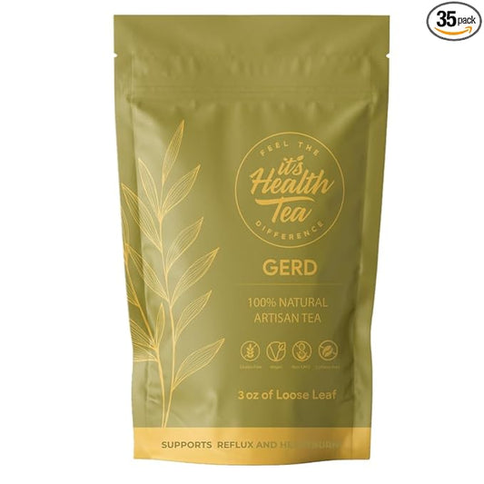 GERD Relief Herbal Tea: 8-Digestive Herb Blend, Natural Acid Reflux & Heartburn Aid, Pre/Post Meal Support, 3oz with 35 Bags