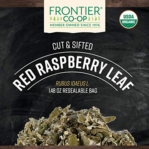 Frontier Co-op Organic Cut and Sifted Red Raspberry Leaf 1.48oz - For Red Raspberry Leaf Tea, Cafe, Restaurant Supply and More - Naturally Caffeine Free