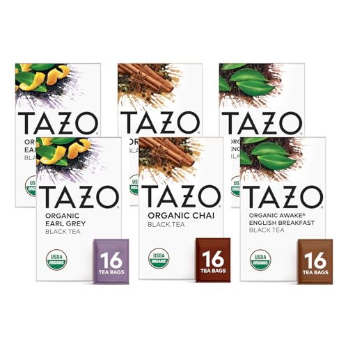 TAZO Organic Earl Grey Tea Bags, Black tea with Caffeine, 16 Total Tea Bags