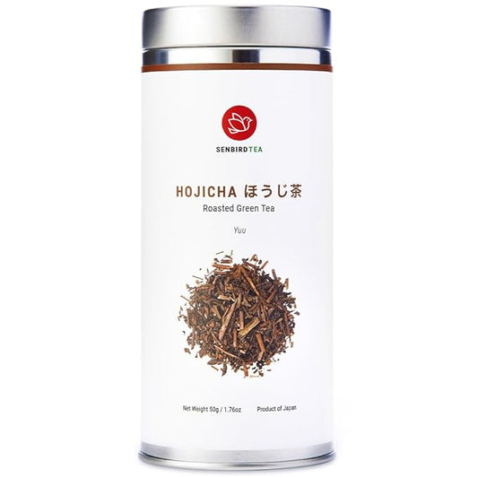 Senbird Premium Hojicha - Japanese Roasted Green Tea - From Shizuoka, Japan - Loose Tea In Airtight Tea Tin (1.76oz/50g)