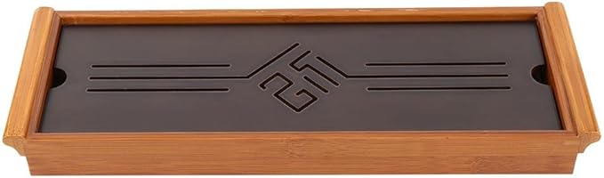 Tea Tray Drainage Type Cup Plate Traditional Chinese Serving Tray Kung Fu Tea Accessory 14.96 x 5.28 x 1.49inch