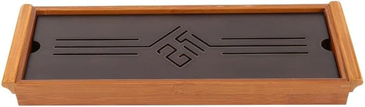 Tea Tray Drainage Type Cup Plate Traditional Chinese Serving Tray Kung Fu Tea Accessory 14.96 x 5.28 x 1.49inch